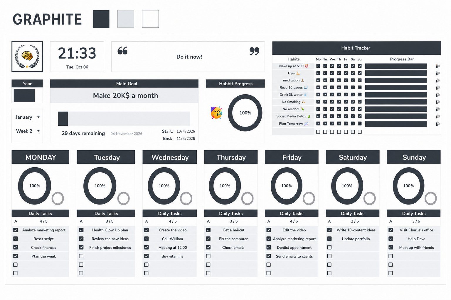 RichMind planner, Graphite theme